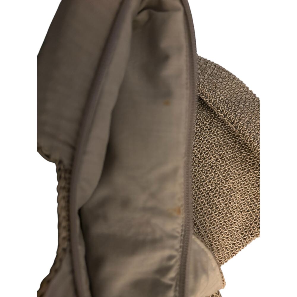 Lorenzo Woven Purse With Shoulder Straps, Taupe With Zipper Closure, 11"x11.5" - Picture 3 of 4